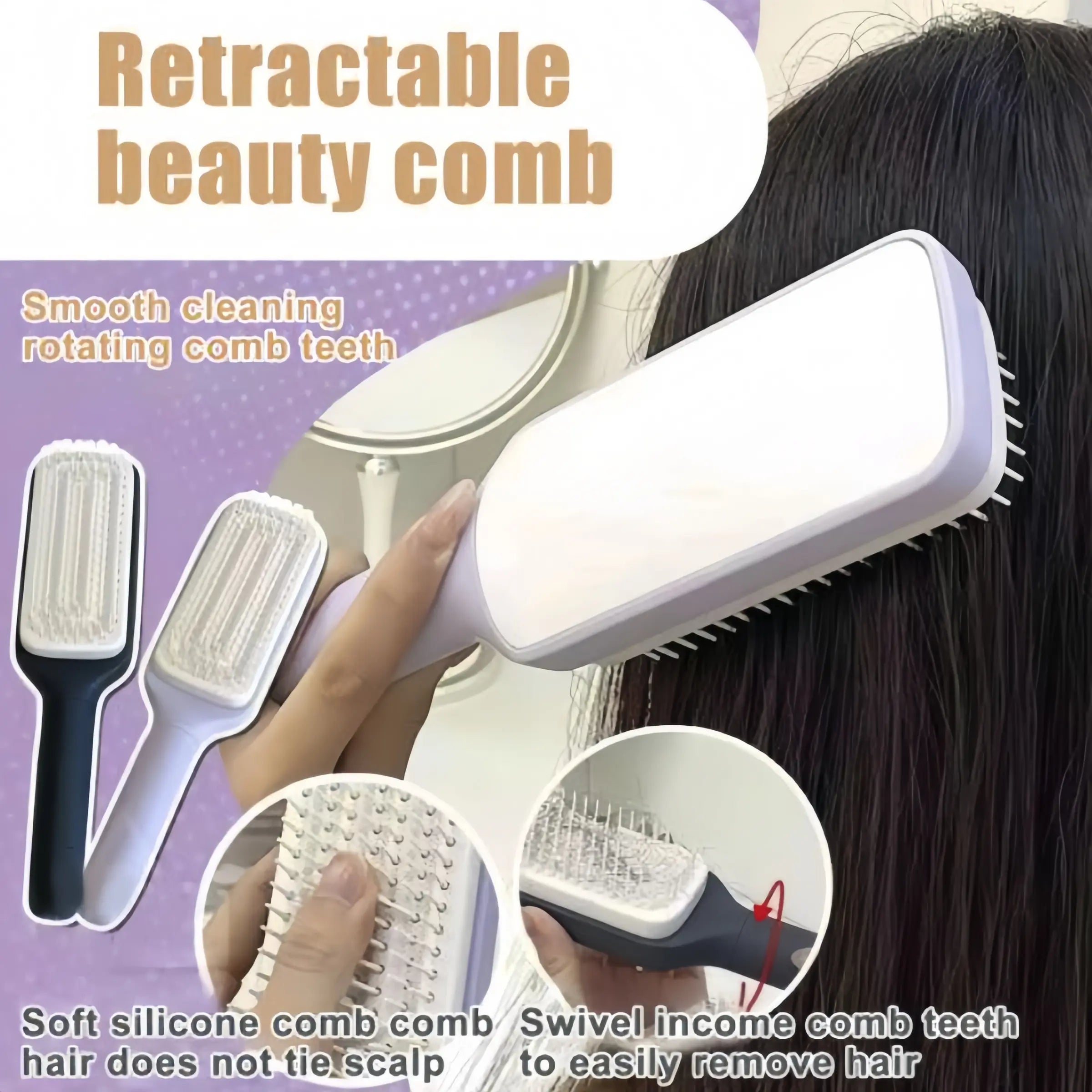 ✨ Say Goodbye To Hair-Filled Brushes — The Self Cleaning Comb Everyone's Obsessed With! 💁‍♀️