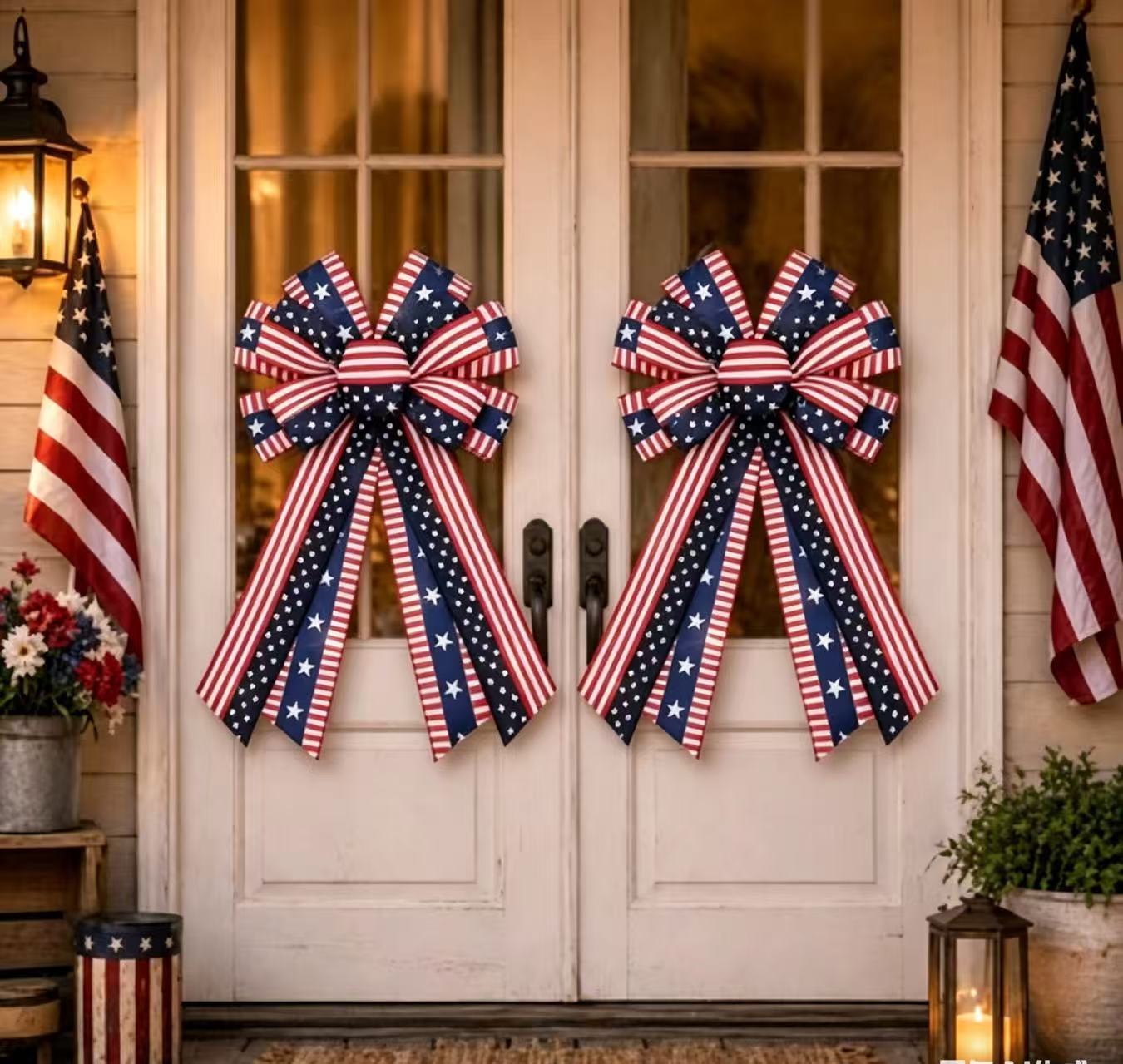 🎁🎁Handcrafted American Flag Wreath Decor for Front Doors 🇺🇸（🎉Best Decorative Effect - 4 PCS）