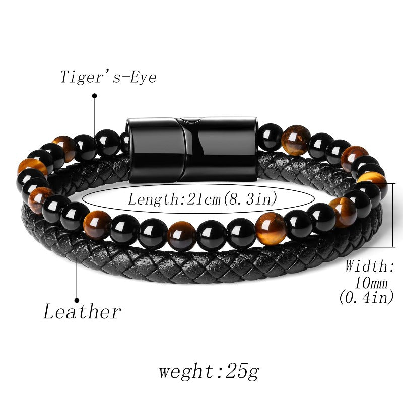 Tiger's Eye Leather Bracelet