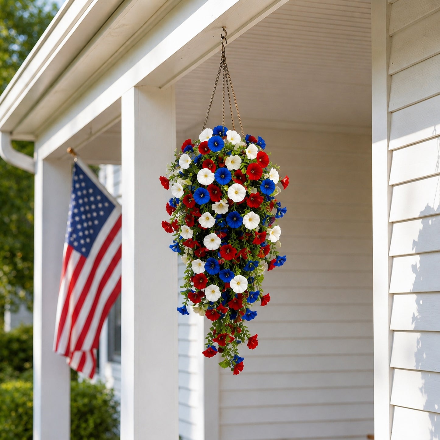 🏆Flash Sale-49% OFF⚡ 50K+ SOLD! Red, White & Blue Artificial Morning Glory Hanging Vines – 3-Piece Set