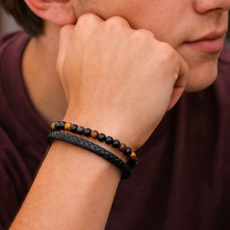 Tiger's Eye Leather Bracelet