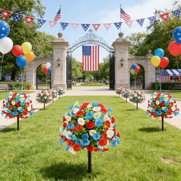 50K+ SOLD! 🔥 🇺🇸 Patriotic Artificial Flower Tree with Ground Spike🔥4th of July