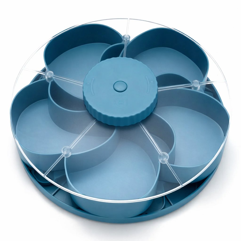 🍽️ Rotating 5-Compartment Snack Tray