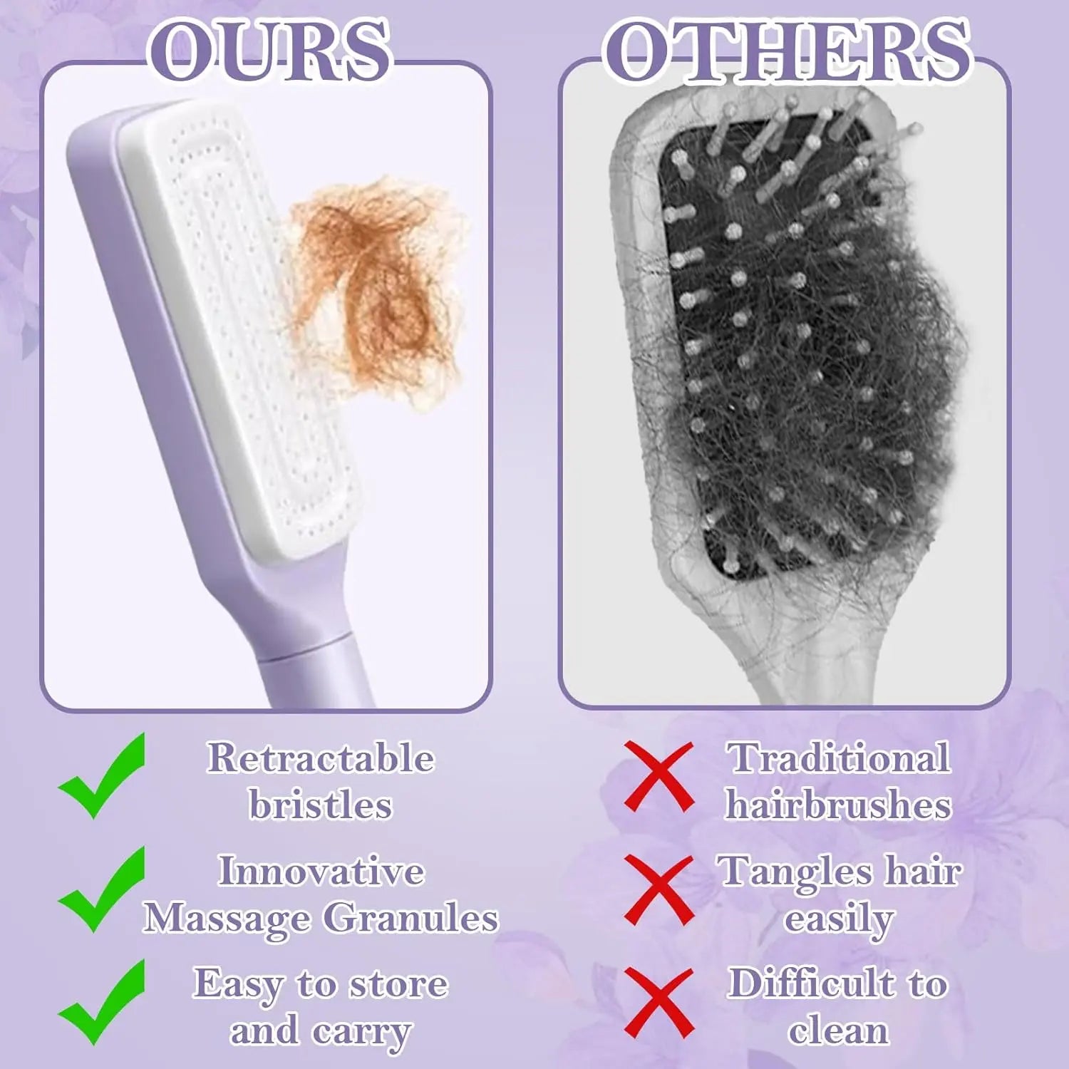 ✨ Say Goodbye To Hair-Filled Brushes — The Self Cleaning Comb Everyone's Obsessed With! 💁‍♀️