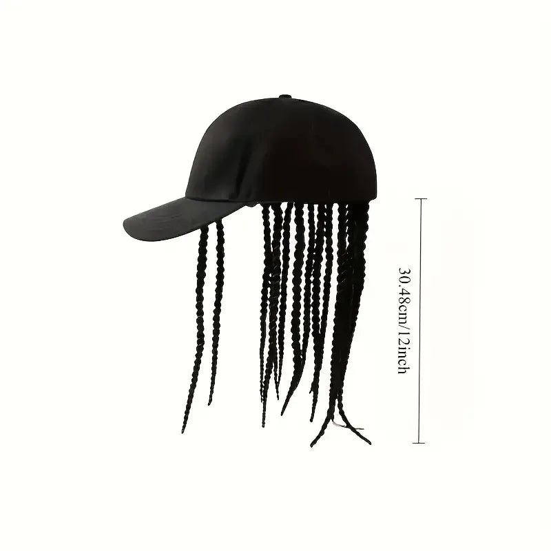 Hip-Hop Punk Baseball Cap with Braided Dreadlock Wig – Adjustable Snapback