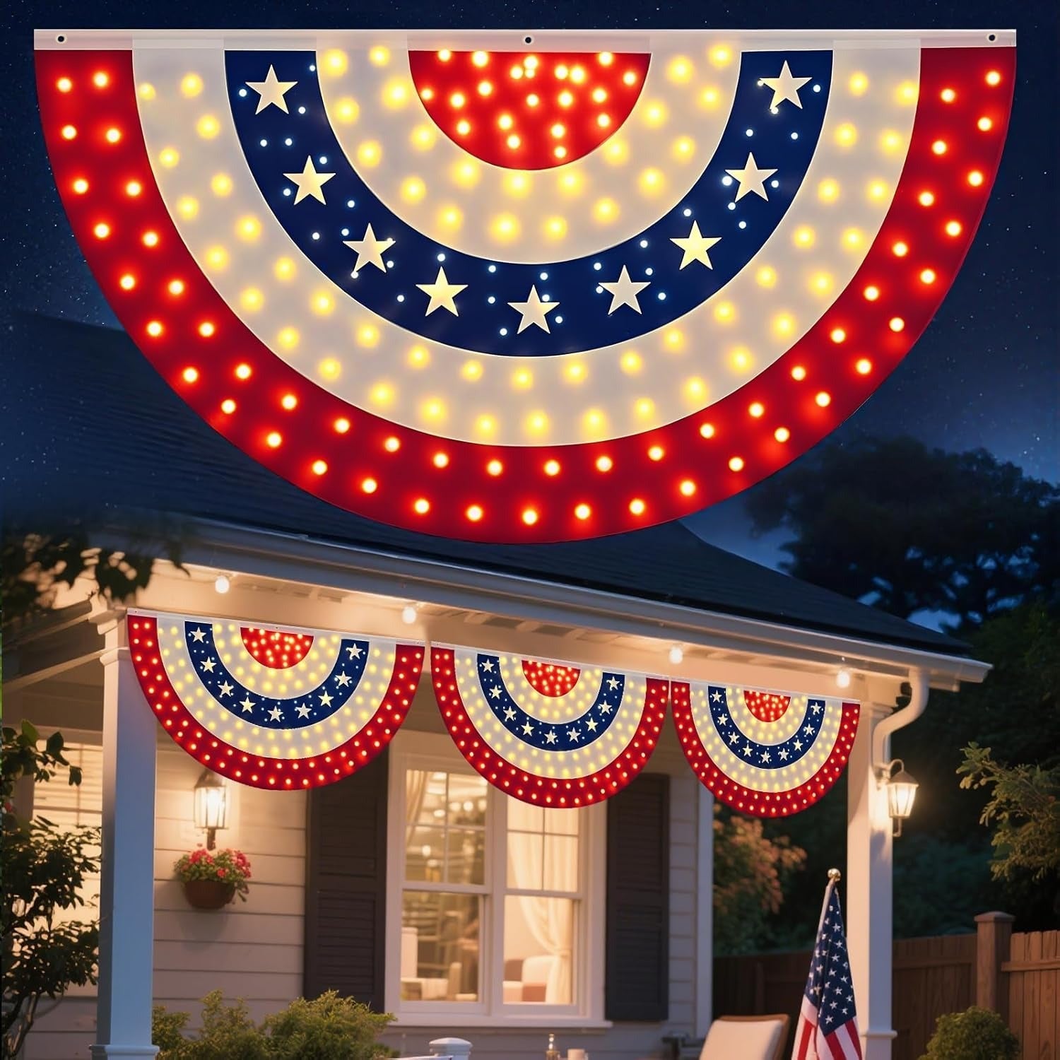 🏆Flash Sale-49% OFF⚡ 50K+ SOLD! 3 x 6 Ft LED Patriotic Bunting Banner for America's 250th