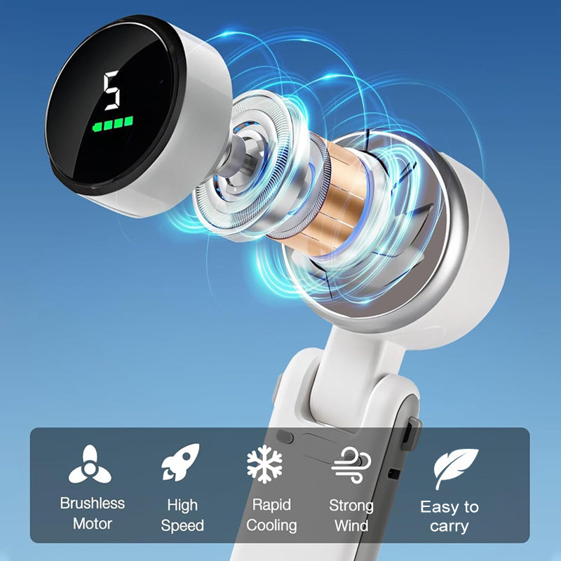 🌀 5-Speed Foldable Fan – Compact, Strong Wind, Rechargeable, On-the-Go Cooling 💨🔘