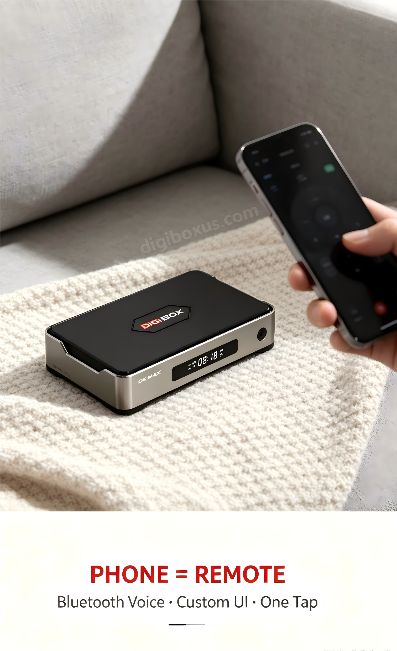 DIGIBOX D6 MAX turns your phone into a Bluetooth smart remote with one-tap custom UI. mob.