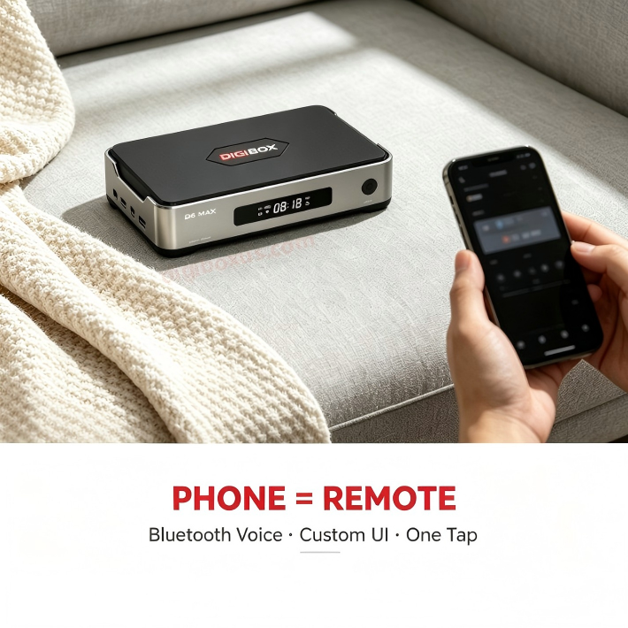 DIGIBOX D6 MAX turns your phone into a Bluetooth smart remote with one-tap custom UI. web.