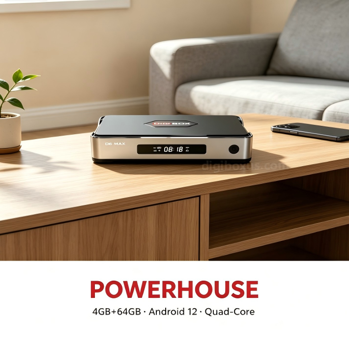DIGIBOX D6 MAX Android 12 powerhouse with 4GB RAM and 64GB storage. web.