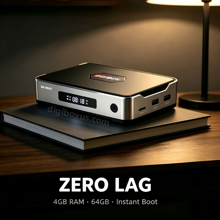 DIGIBOX D6 MAX instant boot with zero lag and 64GB high-speed memory. web.