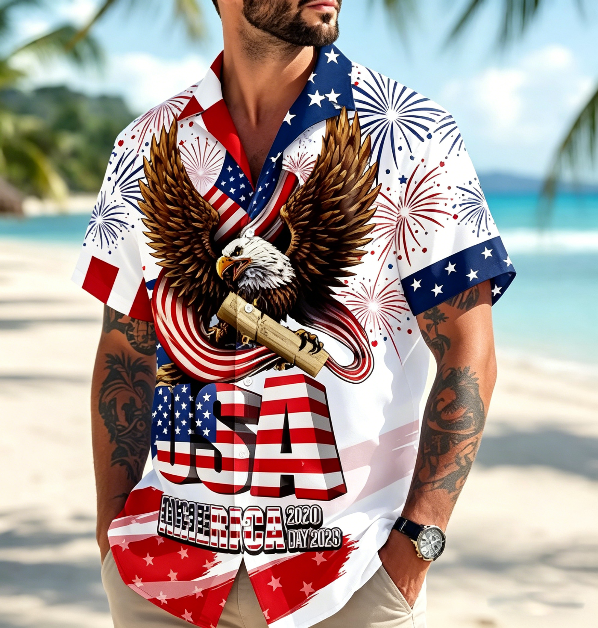 🇺🇸 250th Anniversary Patriotic Hawaiian Shirt 1776–2026 | Vintage American Heritage AOP Summer Shirt
