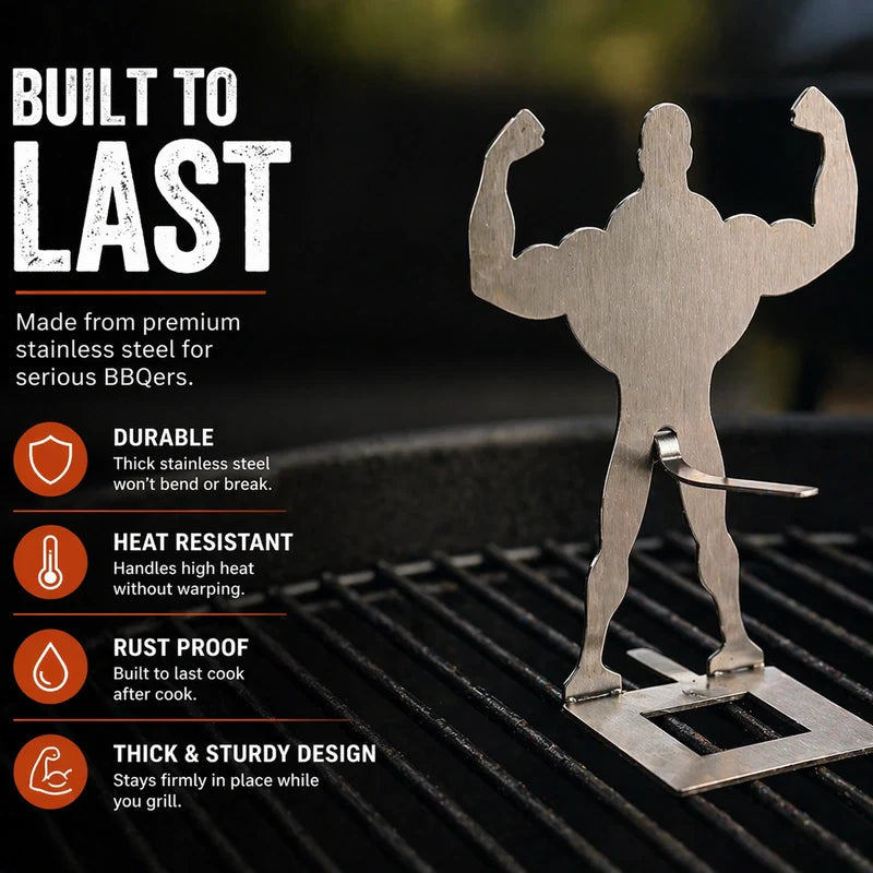 Built to last Muscle Grill Guy stainless steel grill accessory showing durable heat resistant rust proof design
