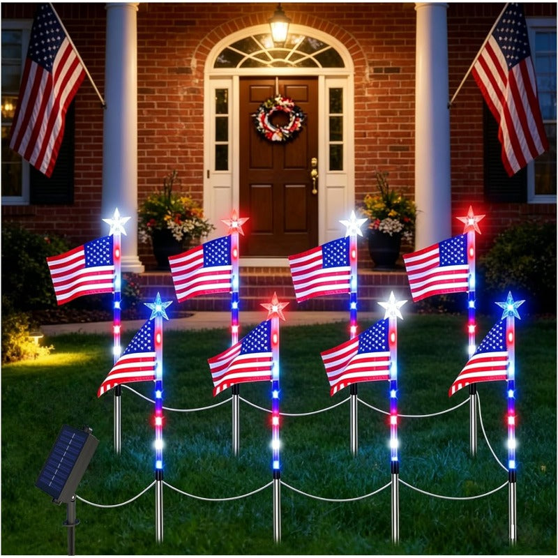 Solar American Flag Pathway Lights
