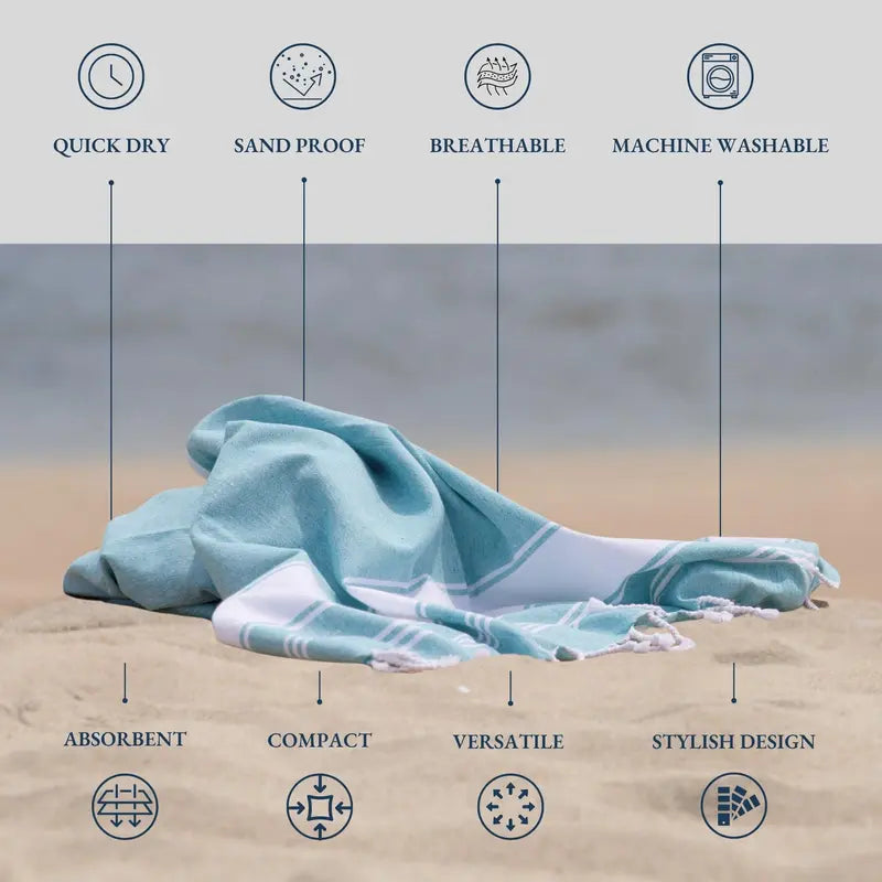🏖️🌞Lightweight Modern Flat-Weave XL Beach Towel (39"x71")