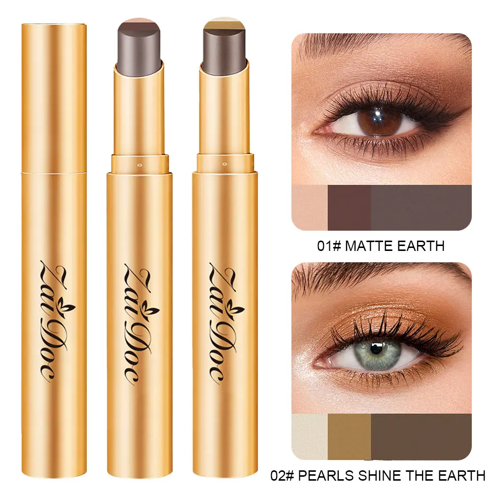 3-in-1 Easy Eyeshadow Stick for Beginners，Smudge-Proof in Seconds, One-Stroke Application，Creamy Shimmer Trio Eyeshadow Stick