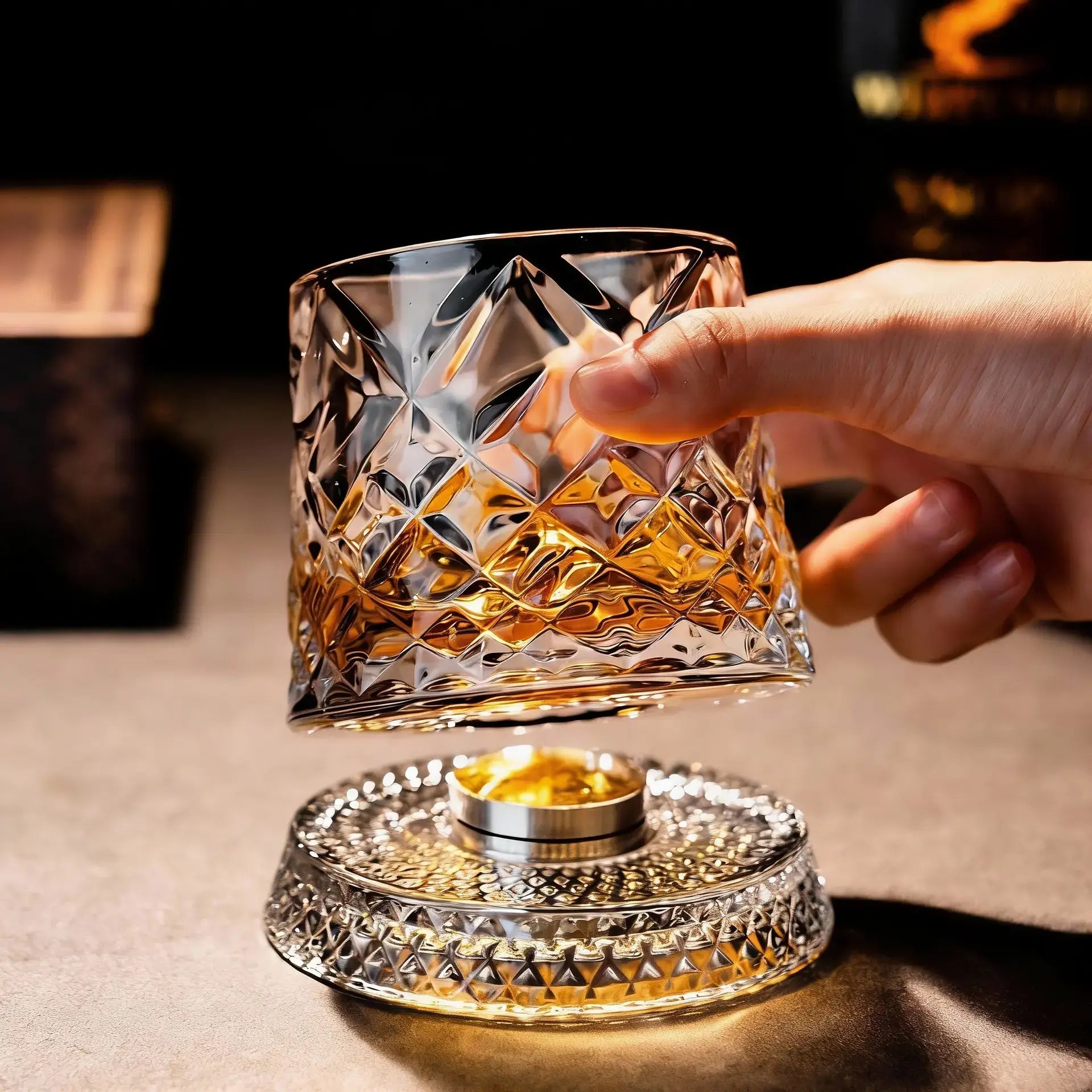 🔥2026 Hot Sell✨ The Whiskey Glass Everyone's Obsessed With 🥃 Spins Smoothly • Glows Beautifully • Perfect Gift
