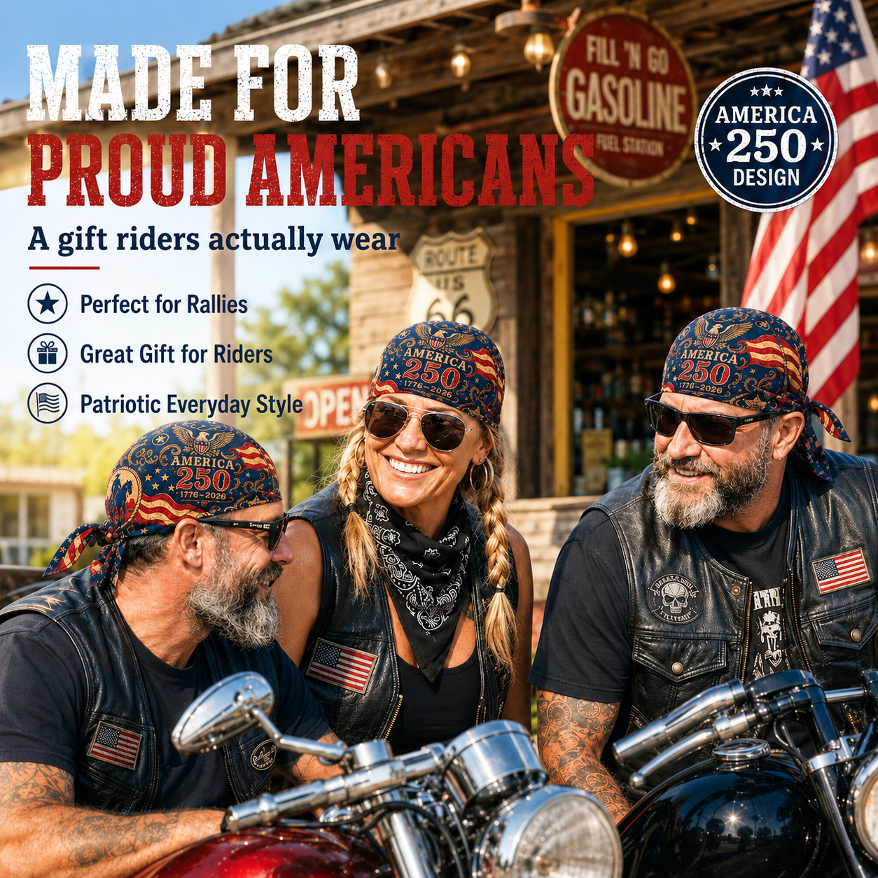 🦅America 250 Cycling Pirate Hat / Biker Headwrap🧢