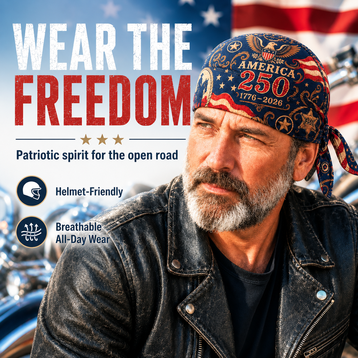 🦅America 250 Cycling Pirate Hat / Biker Headwrap🧢