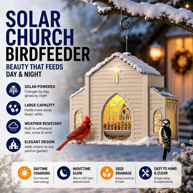 Church-Shaped Solar Bird Feeder