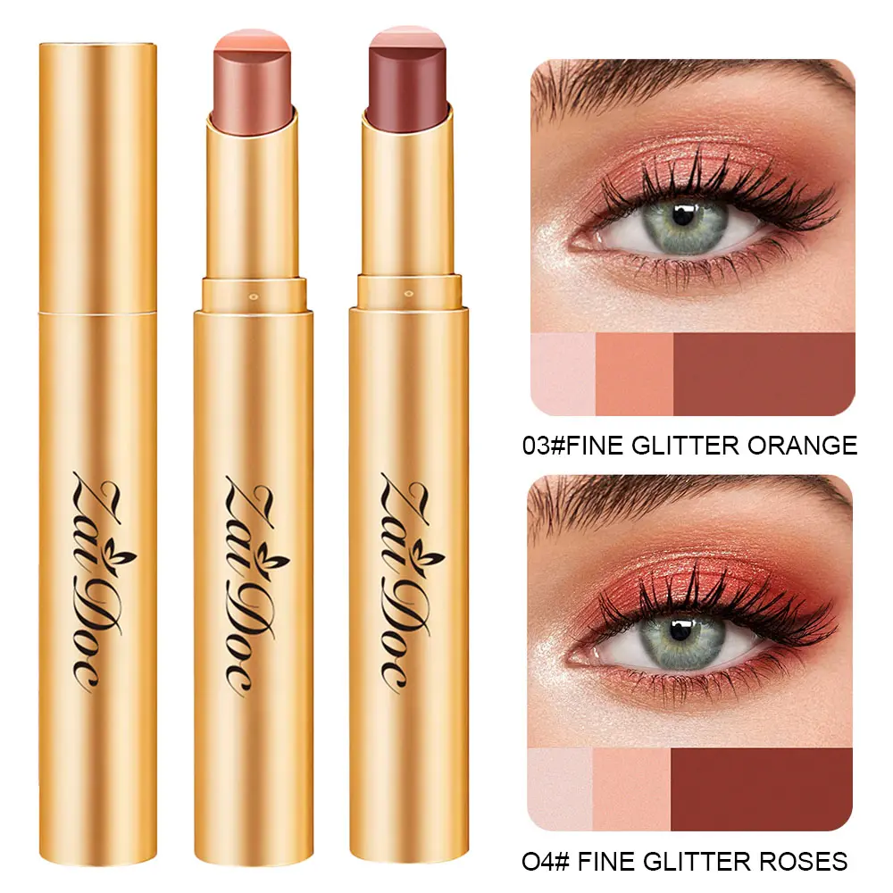 3-in-1 Easy Eyeshadow Stick for Beginners，Smudge-Proof in Seconds, One-Stroke Application，Creamy Shimmer Trio Eyeshadow Stick