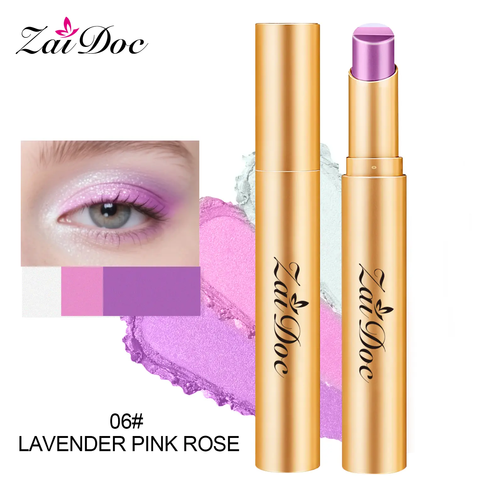 3-in-1 Easy Eyeshadow Stick for Beginners，Smudge-Proof in Seconds, One-Stroke Application，Creamy Shimmer Trio Eyeshadow Stick