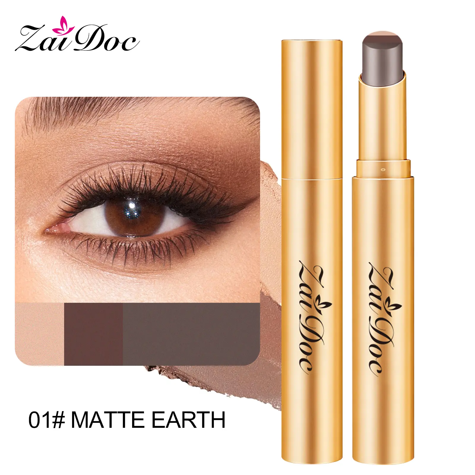 3-in-1 Easy Eyeshadow Stick for Beginners，Smudge-Proof in Seconds, One-Stroke Application，Creamy Shimmer Trio Eyeshadow Stick