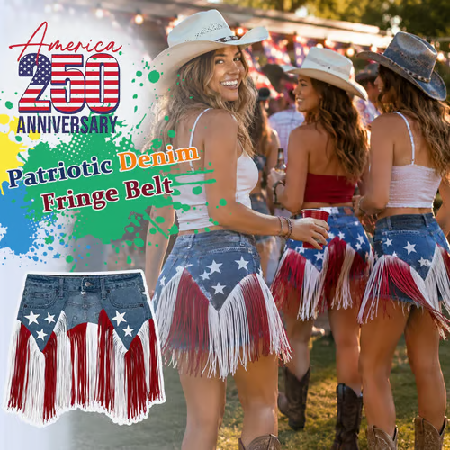 🤩USA 250th Stars and Stripes Tasseled Belt