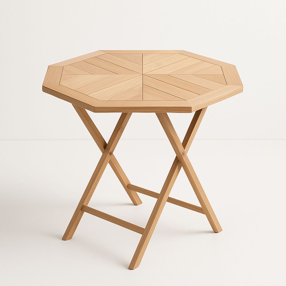 Fa összecsukható nyolcszögletű asztal természetes színben