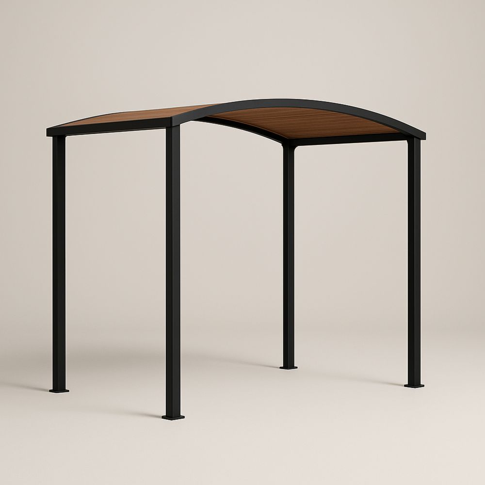 Kerti Pavilon Kültéri Tető Fekete/Fa MDF/Alumínium