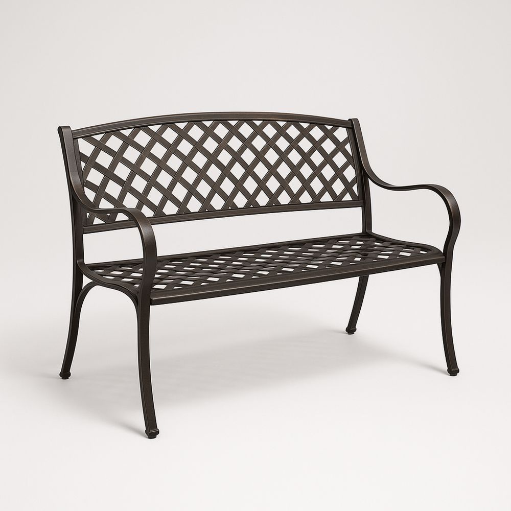 Kültéri alumínium pad rácsos háttámlával Barna