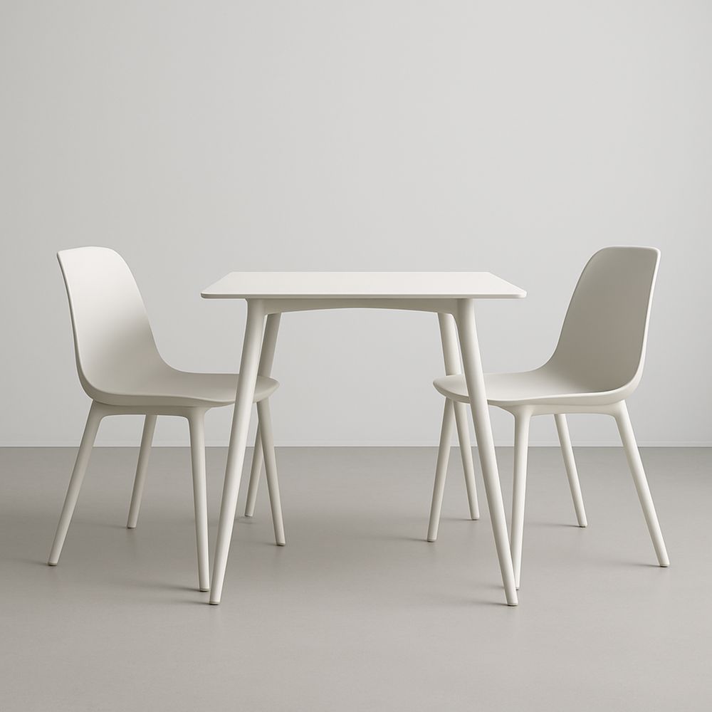 Műanyag étkezőasztal és 2 szék készlet fehér