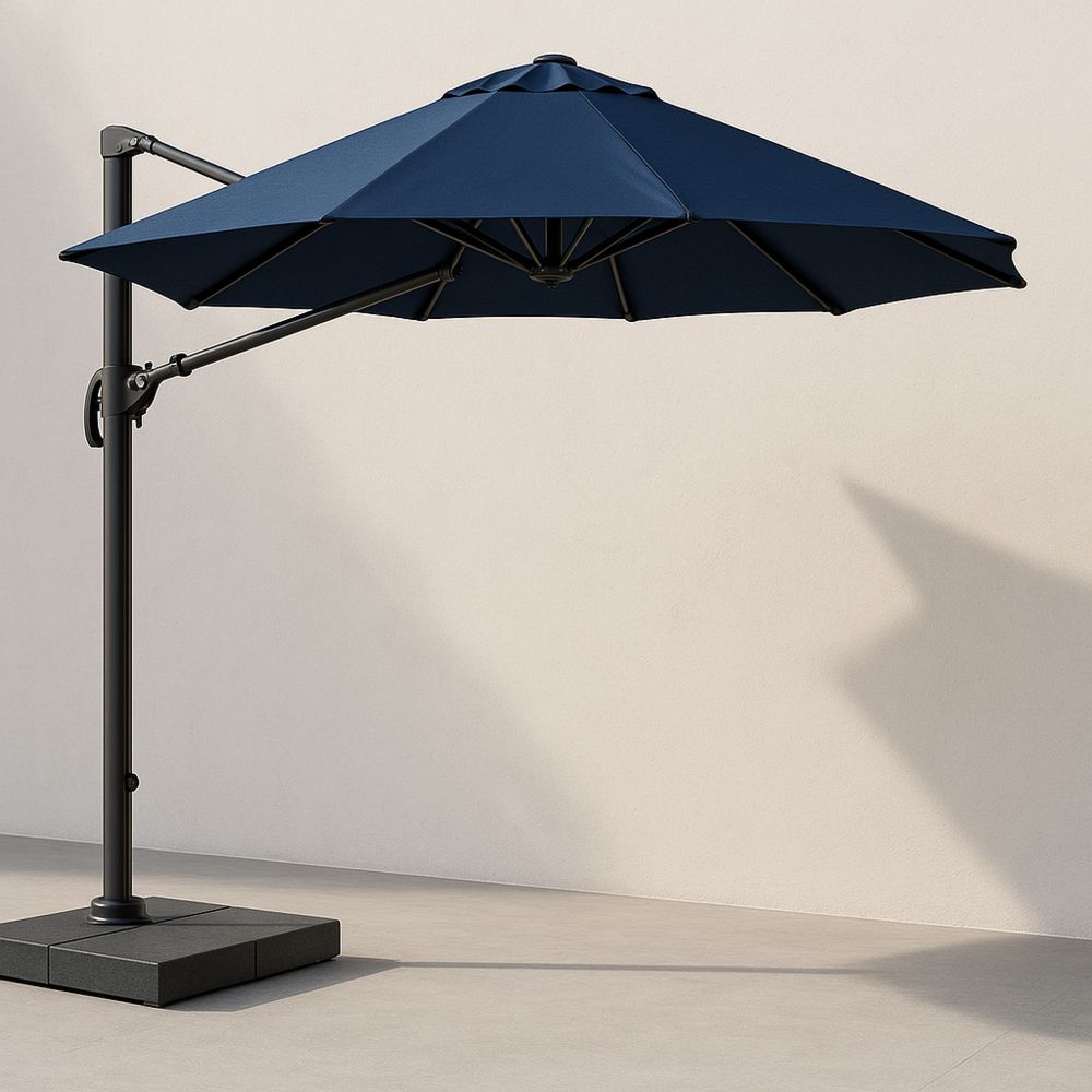 Kerti Napernyő Oldalkaros 350 cm Poliészter Sötétkék