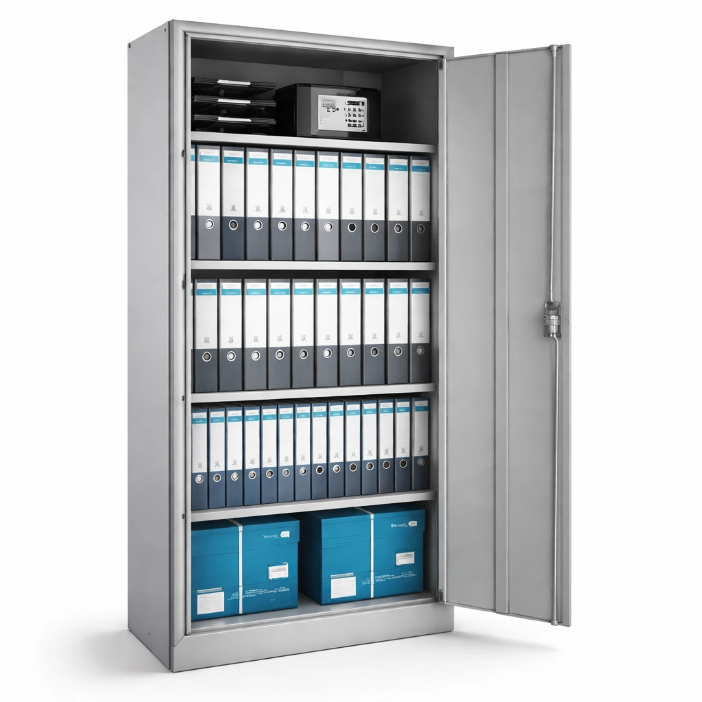 Aktenschrank Metall Grau Gross Buroschrank mit Schloss-Frelvio