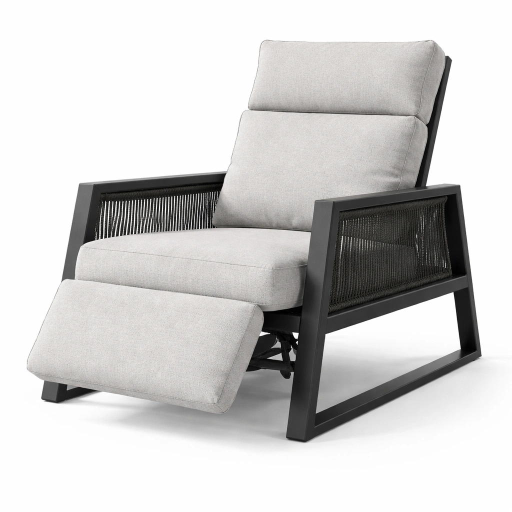 Relaxsessel Grau mit Fussstuetze Modern-Tansoria