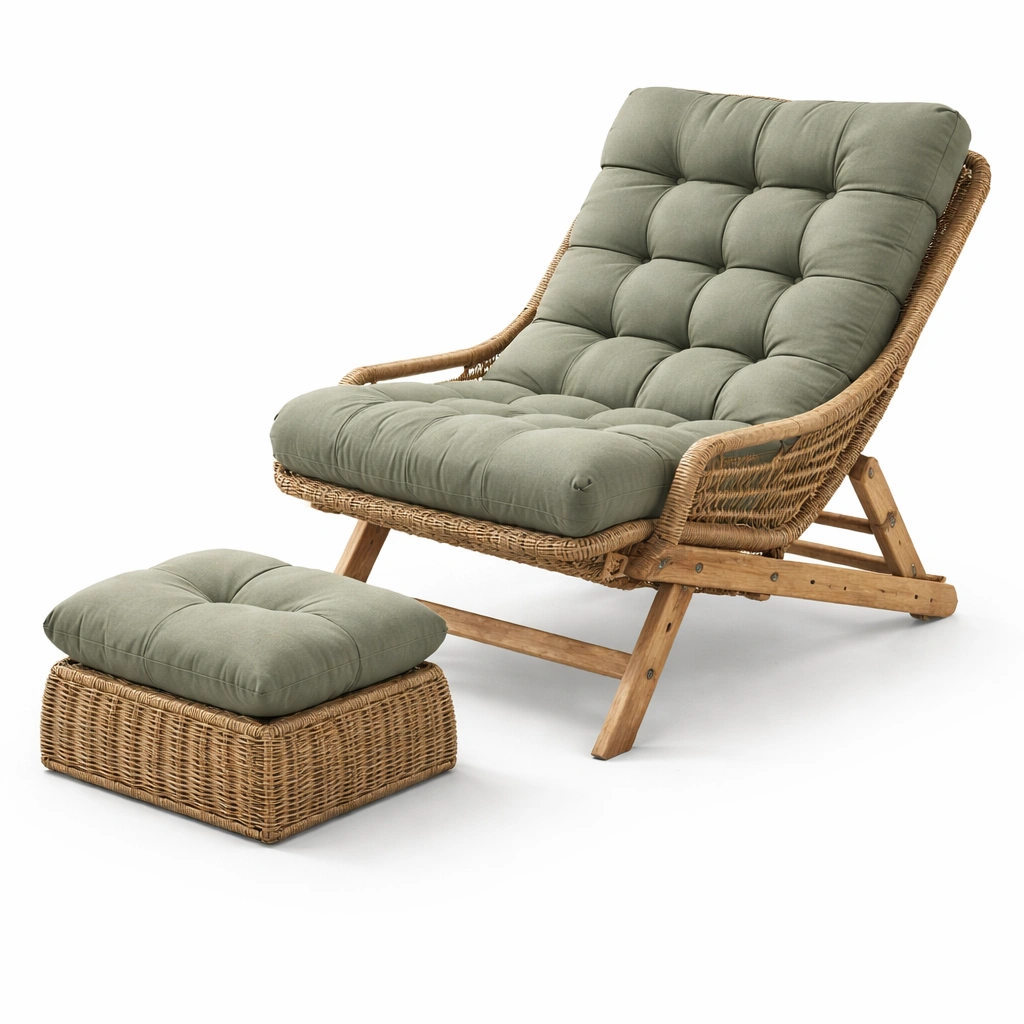 Loungesessel Rattan Natur mit Polster-Tansoria