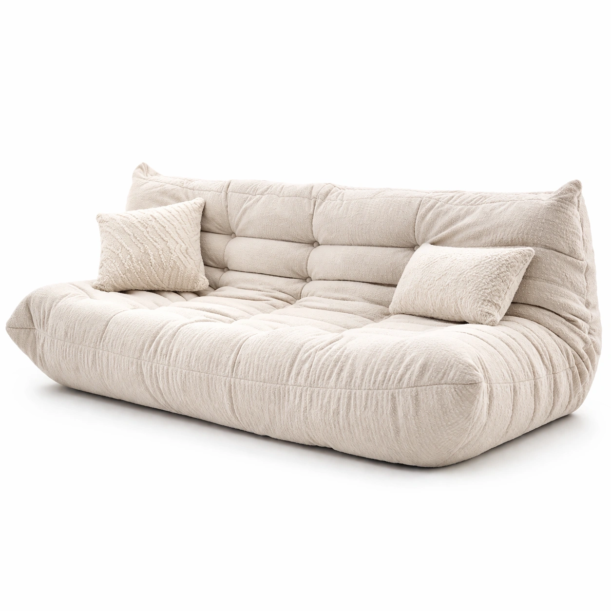 Sofa Stoff Beige Gross Komfortabel Gepolstert-Tansoria