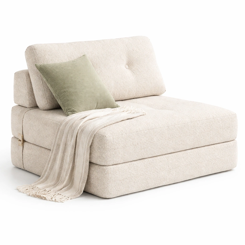 Schlafsessel Stoff Beige Klappbar Funktional-Tansoria