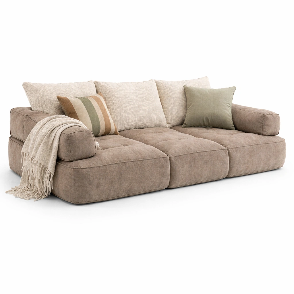Modulsofa Stoff Braun Niedrig Modern-Tansoria