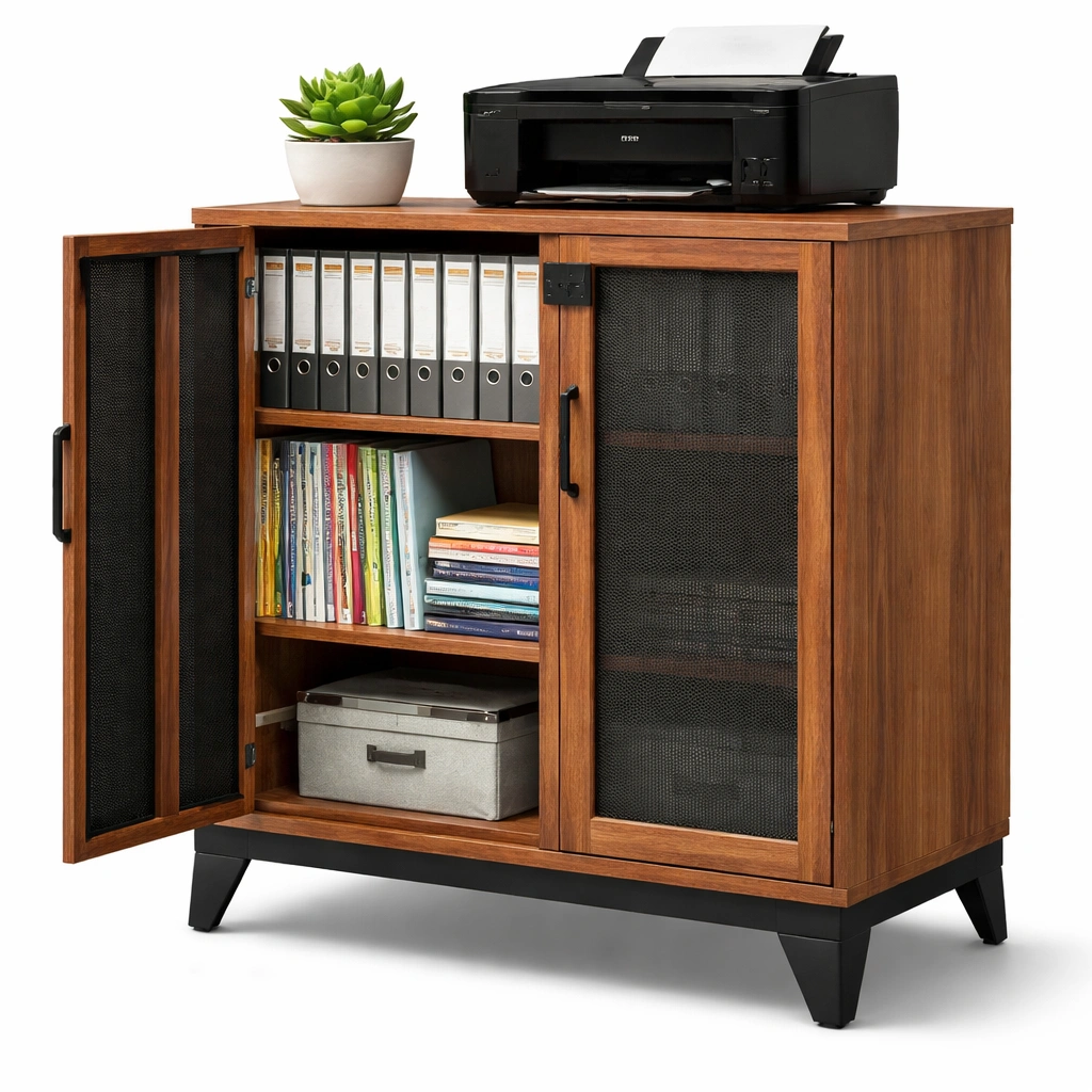 Sideboard Holz Braun mit Tueren-Tansoria