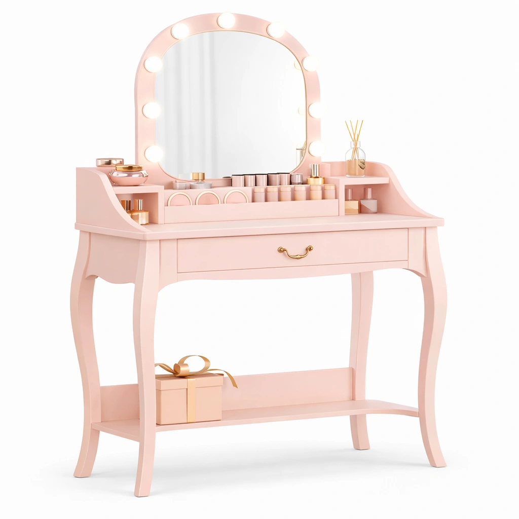 Schminktisch Rosa Klassisch mit Spiegel-Tansoria