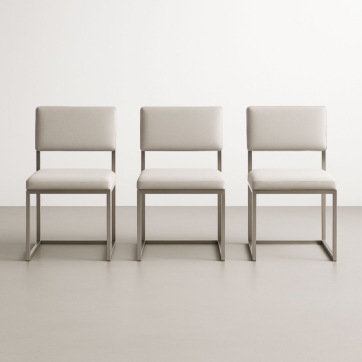 Conjunto de 3 Cadeiras com Estrutura Metálica e Tecido