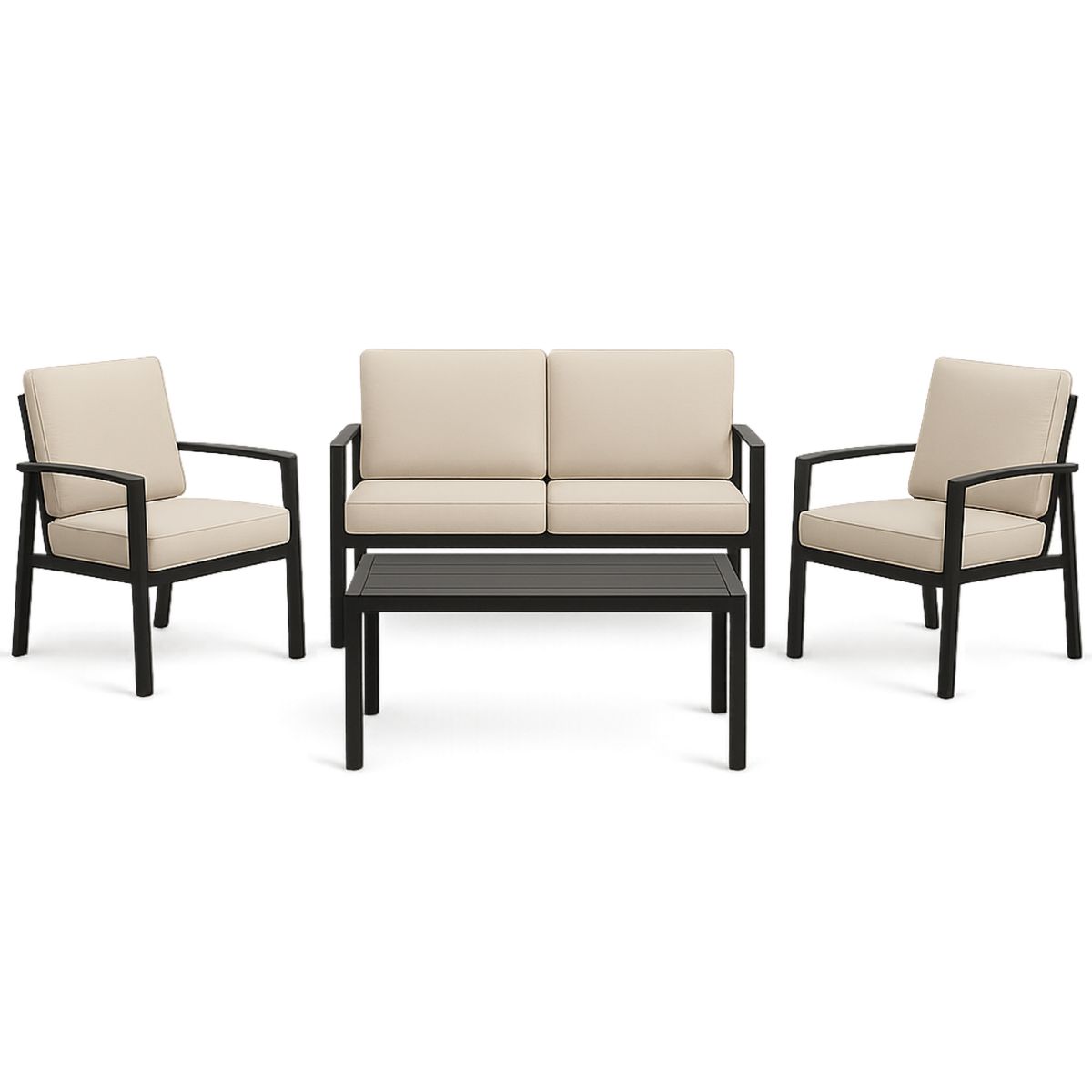 Conjunto de Móveis de Jardim 4 Peças com Almofadas em Alumínio