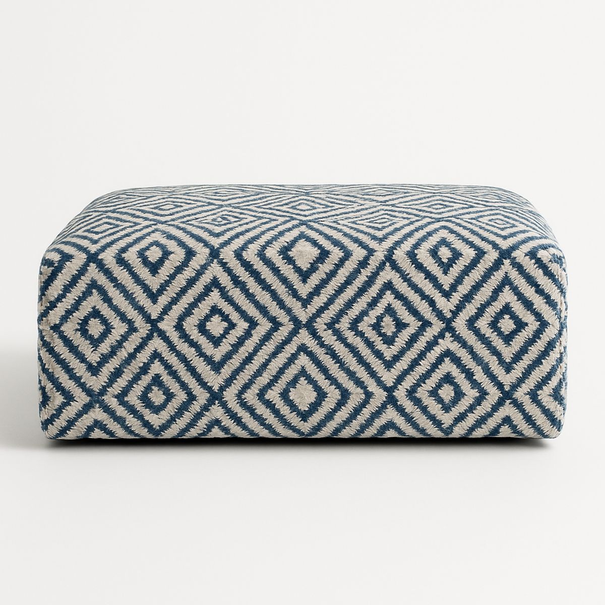 Puff Retangular 90x60x30cm Algodão Azul/Branco