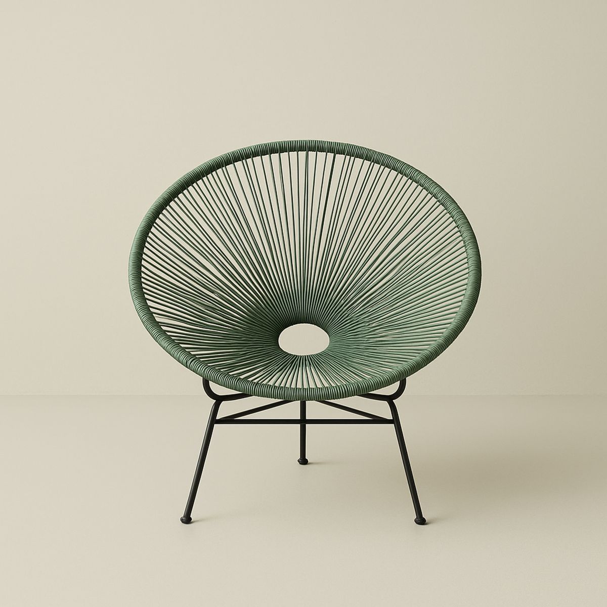 Cadeira Circular Jardim Metal Cordas Plasticas Verde