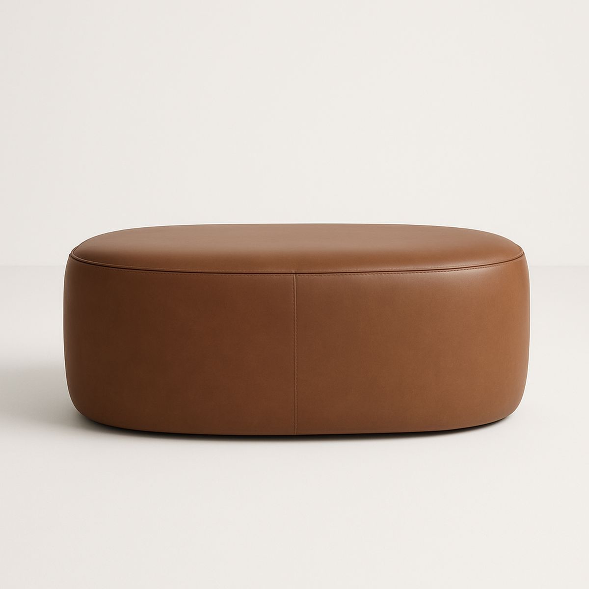 Puff Oval em Couro Sintético Marrom 120x60x40 cm