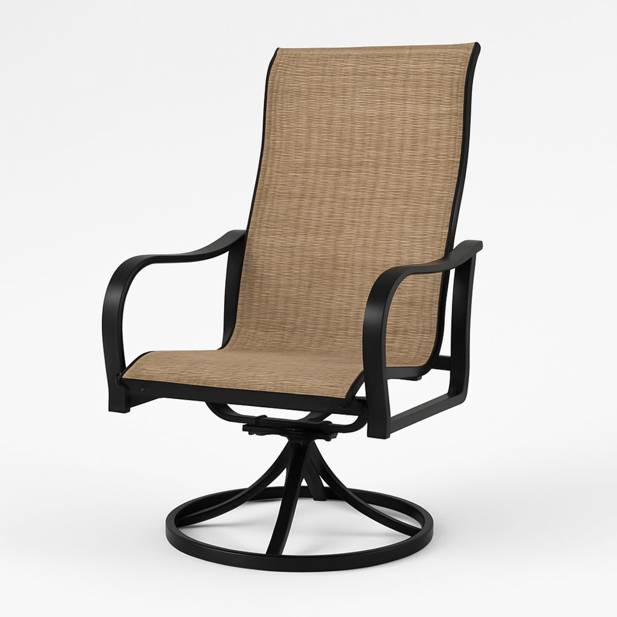 Cadeira Giratória Exterior Alumínio Preto Assento Fibra Sintética Ouro 110cm