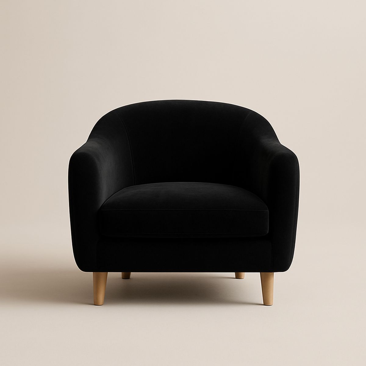 Poltrona de Veludo com Pés de Madeira Preto 90cm