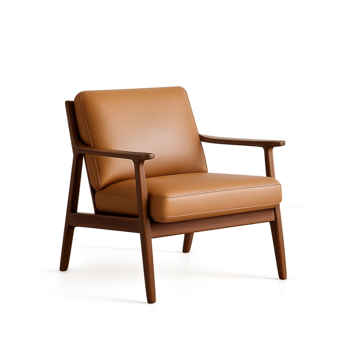 Cadeira de Braço em Madeira com Estofado em Couro Sintético Marrom 60x70x80cm