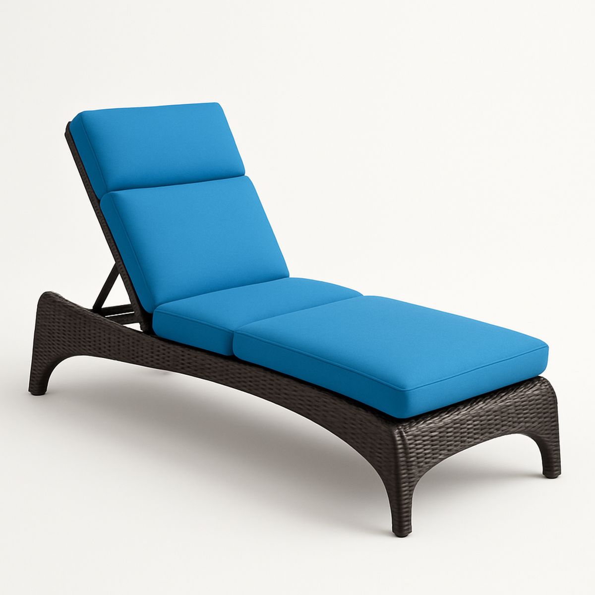 Espreguiçadeira de Rattan e Aço com Almofada Azul 195x65x35cm